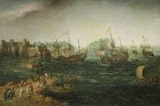 Hendrik Cornelisz. Vroom Ships trading in the East. USA oil painting artist